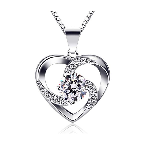 3/$35 💗 Swarovski Heart Sterling Silver 925 Pendant &Chain - Picture 2 of 7